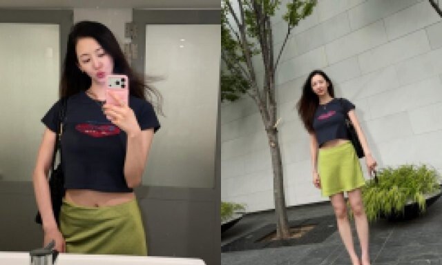 다솜, 납작배 드러내고 당당…늘씬 건강미 자랑