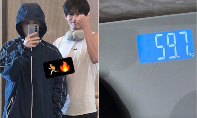 BTS 지민, 몸무게 59.7kg 인증…뷔와 운동 셀카 공개