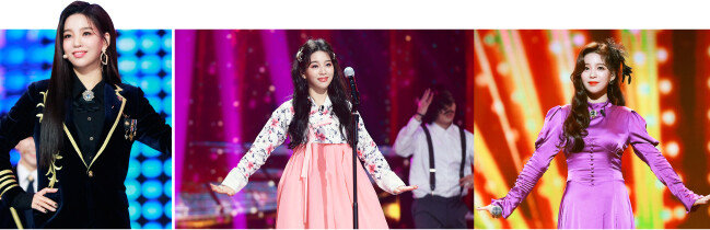 지난 2월 종영한 KBS 경연 프로그램 ‘트롯 전국체전’에서 열창하는 신미래. [포켓돌스튜디오 제공]