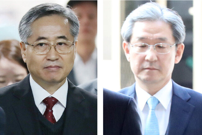 국정원 ‘고추전쟁’의 두 주역인 추명호 전 국익정보국장(왼쪽)과 고일현 종합분석국장. [뉴시스]