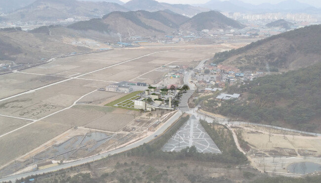 승효상이 최근 설계를 끝낸 경남 김해시 봉하마을의 노무현대통령기념관 조감도. [이로재 제공]