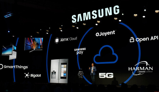 1월 개최된 ‘CES 2018’의 주제는 ‘스마트시티’였다. 삼성전자 부스 모습. [삼성전자 제공]
