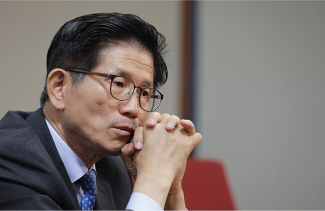 김문수 후보는 “교통체증을 해소하고 서울을 항구도시로 만들겠다”고 말한다. [박해윤 기자]