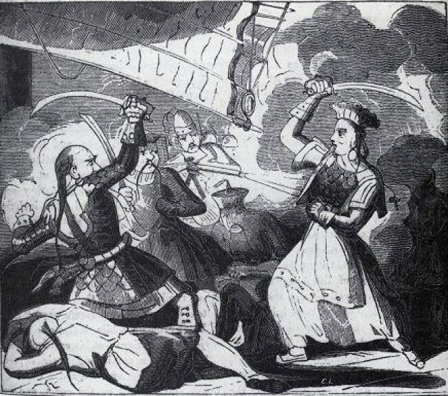 베트남 해적을 묘사한 그림.