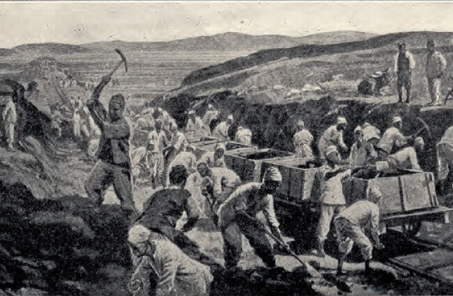 경부선 철도 공사 현장을 그린 기록화. [국립중앙박물관]