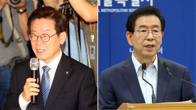 이재명 경기지사(왼쪽)와 박원순 서울시장. [동아DB]