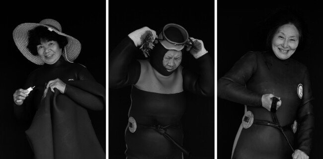 해녀 김영자, 해녀 김영순, 해녀 문영자 (왼쪽부터)