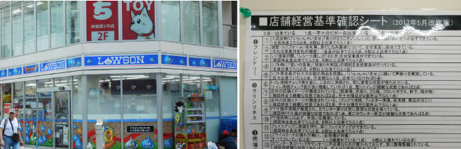 일본 편의점 로손(왼쪽)과 점포경영기준 체크리스트. 