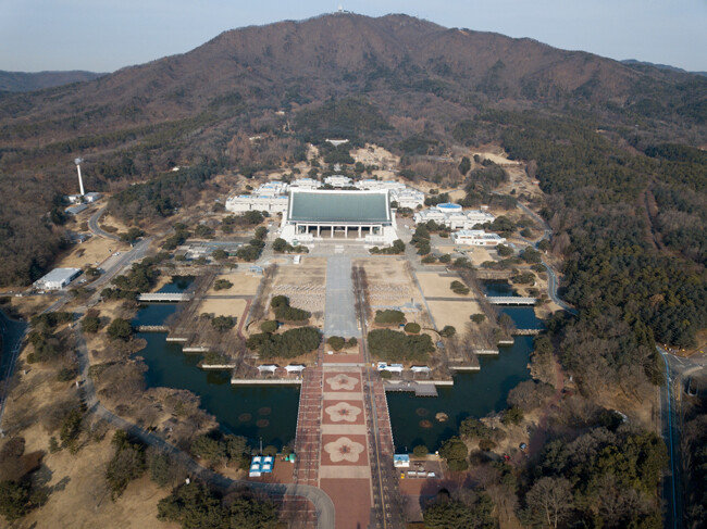 드론으로 촬영한 독립기념관 전경.
