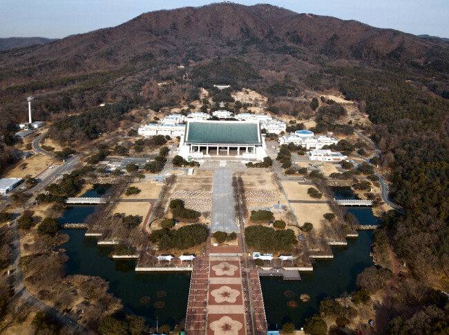 드론으로 촬영한 독립기념관 전경.