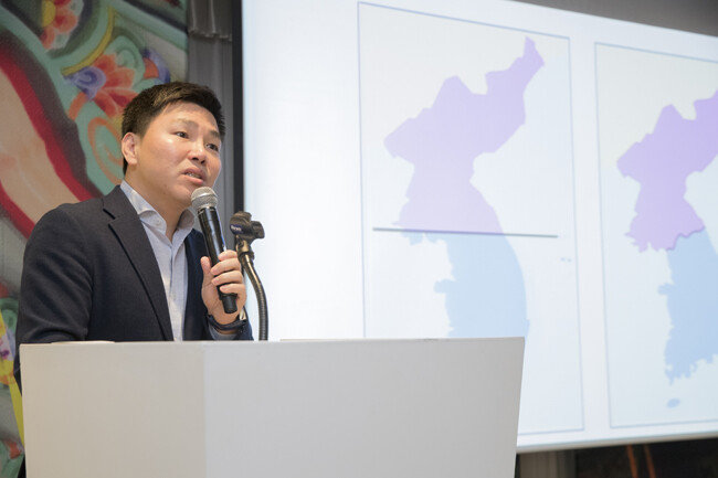 탈북민 ‘청년 박사’ 주승현 인천대 교수가 ‘GPC 2019’ 유스 포럼에서 발언하고 있다. [지호영 기자]