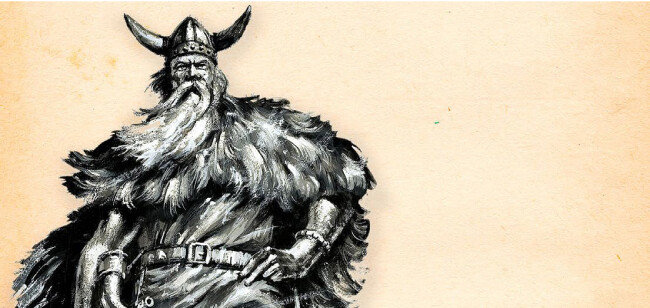 뿔 달린 투구를 쓴 바이킹의 모습. 하지만 이는 역사적으로 근거가 없다.