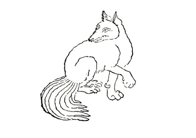 고대 중국 신화와 전설을 다룬 책 ‘산해경’에 실린 구미호 그림. [한국콘텐츠진흥원KOCCA 제공]