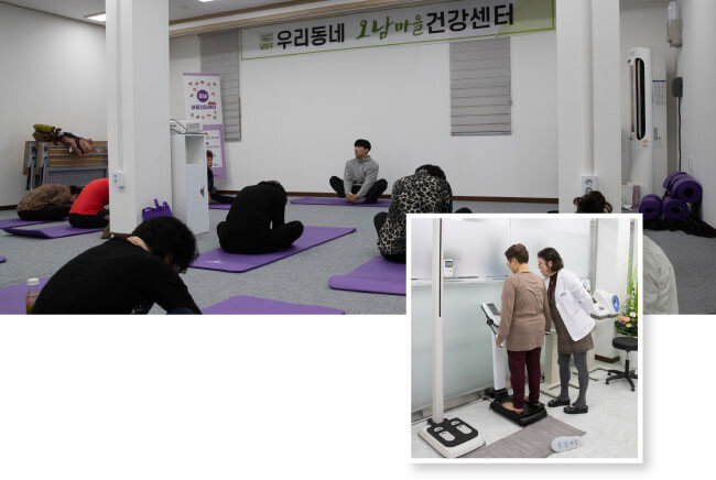 경기 남양주시 오남읍 한 아파트 단지에 문을 연 오남마을건강센터에서는 운동처방, 건강진단 등 다양한 프로그램을 제공한다. [지호영 기자]