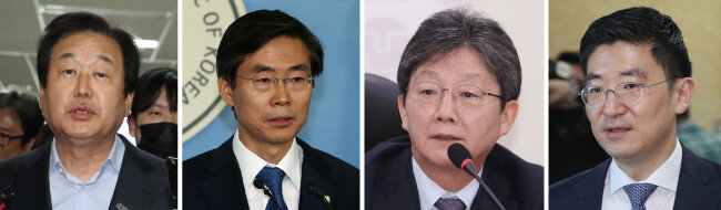 미래통합당 김무성, 조경태, 유승민, 김세연 의원(왼쪽부터).