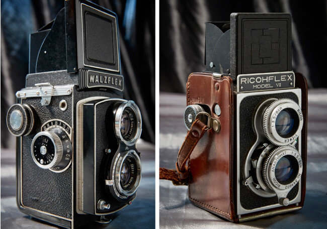 WALZFLEX 1952년 출시된 TLR(이안 반사식) 카메라. 당시 일본에서 TLR 카메라가 유행해 많은 브랜드가 이 종류의 카메라를 출시했다(왼쪽). RICOHFLEX 모델 7 1950년대 일본에서 큰 인기를 얻은 카메라. 리코사에서 1954년 출시한 TLR카메라다. 
