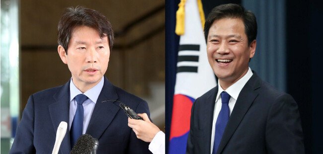 이인영 통일부 장관 후보자(왼쪽), 임종석 대통령외교안보특별보좌관. [동아DB, 청와대 제공]