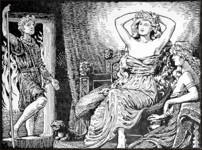 게르드와 스키르니르, 
W.G. Collingwood, 1908.