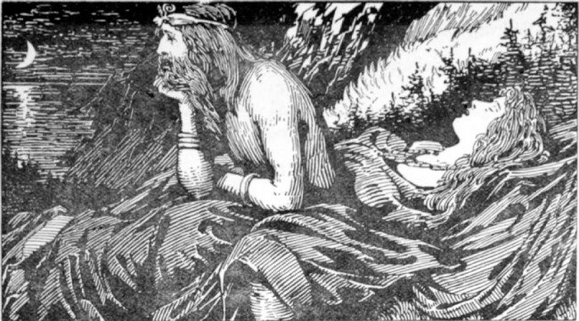 바다를 그리워하는 뇨르드, W.G. Collingwood, 1908.