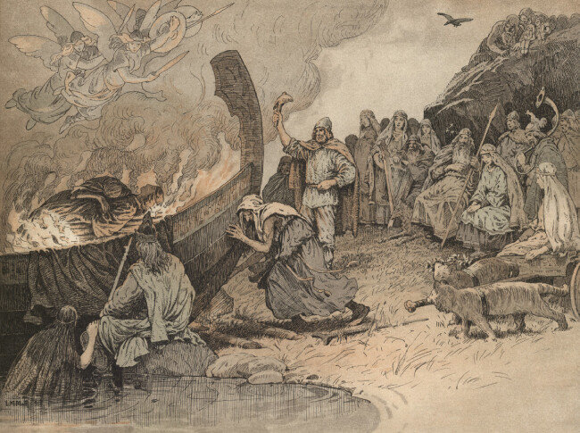 발데르의 선장(船葬), Louis Moe, 1898