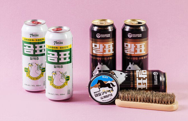 5월 ‘곰표 밀맥주’를 출시해 화제를 모은 CU는 최근 ‘말표 흑맥주’를 통해 또 한 번 인기몰이에 나섰다. [CU 제공]
