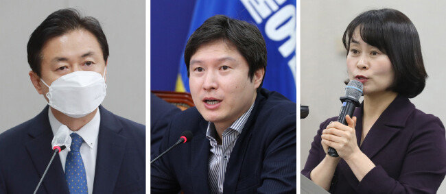 김영춘 국회사무총장, 김해영 전 더불어민주당 의원, 박인영 부산시의원(왼쪽부터).