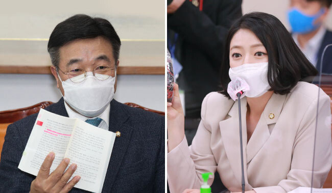 윤호중 더불어민주당 의원(왼쪽)은 국민의힘 의원들에게 “평생 독재의 꿀을 빨았다”고 했다. 
배현진 국민의힘 의원은 문재인 정부를 두고 “민주주의를 가장한 귀태”라고 했다. [동아DB]