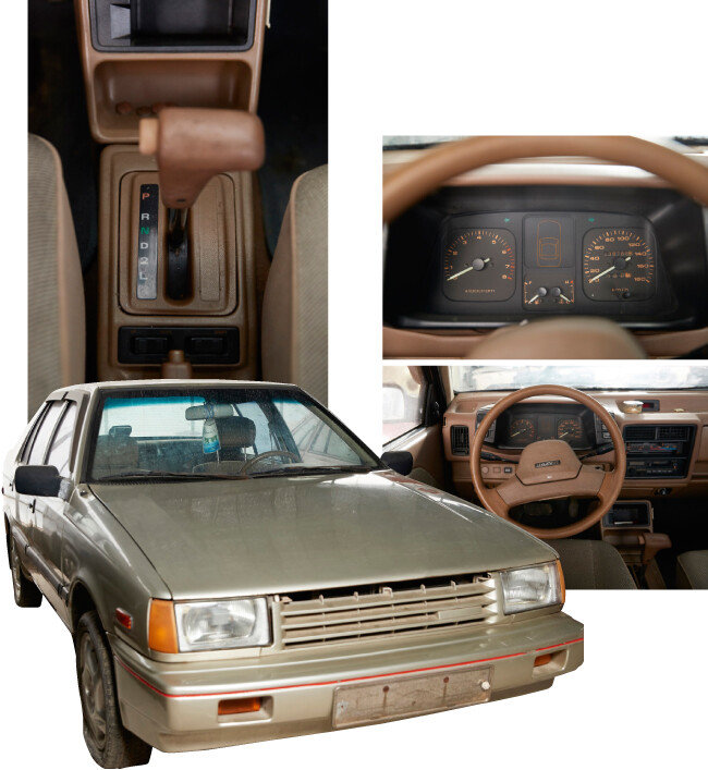 현대자동차가 1988년 생산한 ‘프레스토 88 AMX’의 변속기, 운전석, 외관. AMX는 안전성이 향상된 모델임을 뜻한다. 