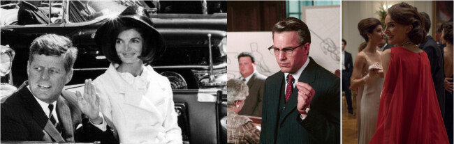 존 F 케네디와 재클린 부부, 영화 ‘JFK’ 스틸컷, 영화 ‘재키’ 스틸컷(왼쪽부터). [GettyImage, Warner Bros 제공, Fox Searchlight Pictures 제공]