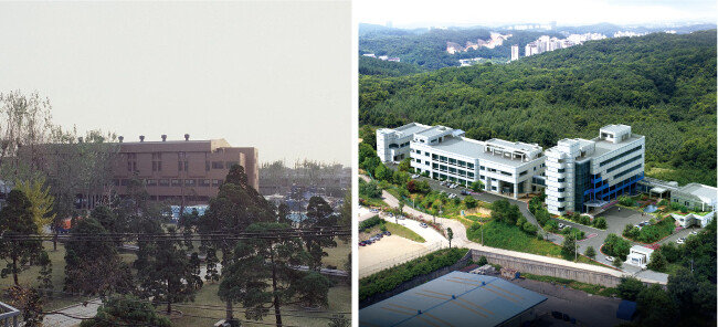 1972년 종근당이 국내 제약업계 최초로 설립한 중앙연구소와 이를 계승 발전해 2011년 개소한 효종연구소. 연구개발 투자를 계속해 온 종근당의 과거와 오늘을 보여준다. [종근당 제공]