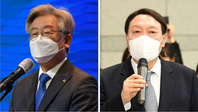 20대 대선 9개월 전 여론조사에서 선두 다툼을 벌이고 있는 이재명 경기지사와 윤석열 전 검찰총장. [동아DB]