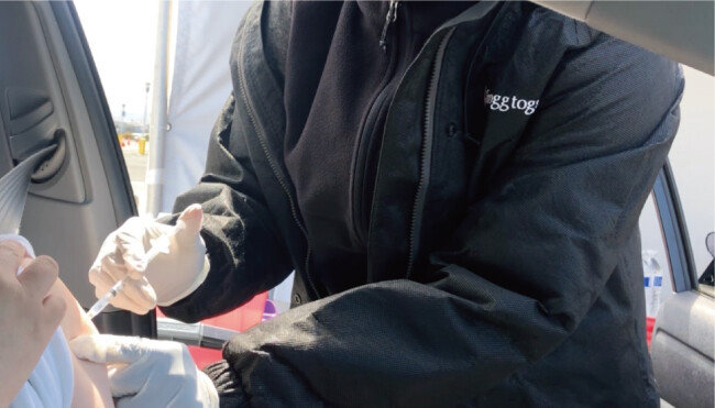 미국 샌프란시스코 마린 카운티의 화이자 백신 접종 현장. [조슈아 라우 제공]