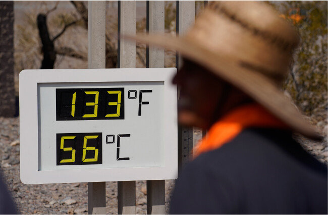 7월 11일(현지시간) 미국 서부 데스밸리의 비공식 기온이 56℃를 기록했다. [AP 뉴시스]