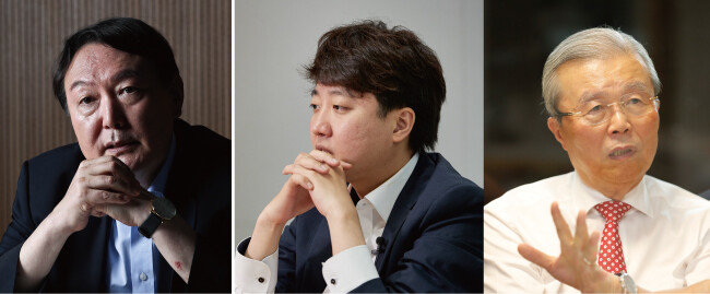 야권 대선의 키맨 ‘빅3’로 꼽히는 윤석열 전 검찰총장, 이준석 국민의힘 대표, 김종인 전 국민의힘 비상대책위원장(왼쪽부터). [동아DB]