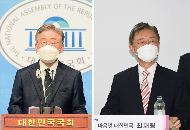 더불어민주당 대선주자인 이재명 경기지사(왼쪽)와 국민의힘 대선주자인 최재형 전 감사원장(오른쪽). [동아DB]
