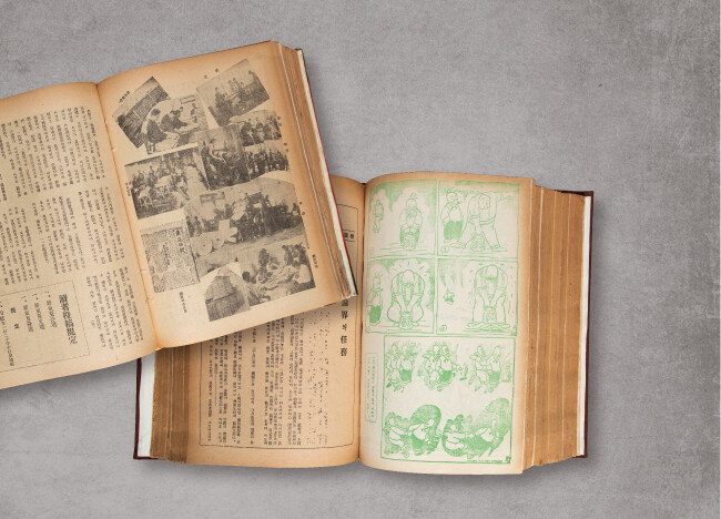 1933년 4월호에 실린 ‘독자 투고 규정’과 ‘신문이 만들어지기까지’의 화보(왼쪽)와 1934년 5월호 권두언 ‘조선 언론계의 임무’과 만화란. ‘신동아는 대중 눈높이로 소통하는 문화주의를 제창하며 사진과 만화를 독립 문화 콘텐츠로 분류했다. [조영철 기자]