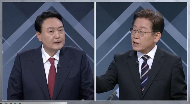 윤석열(왼쪽), 이재명 후보. [채널A 화면 캡처]