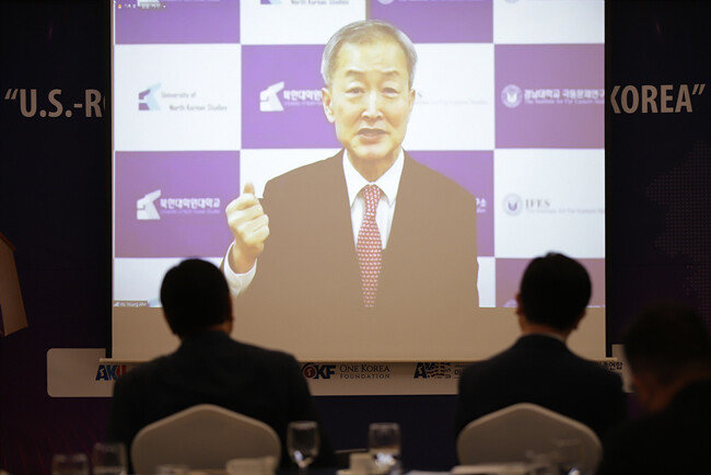 안호영 북한대학원대 총장은 “전략적 모호성은 버려야 할 외교적 자세”라고 말했다. [2022 원코리아국제포럼]