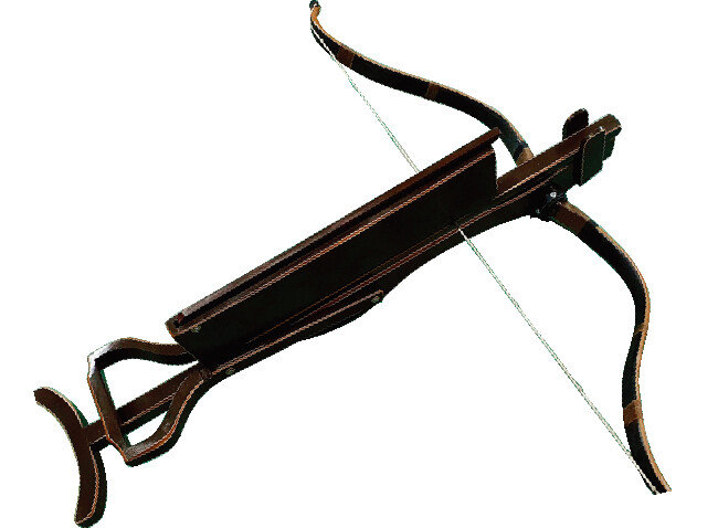 직접 제작한 수노기. 손잡이를 위에서 아래로 내리면 화살이 자동으로 발사된다.