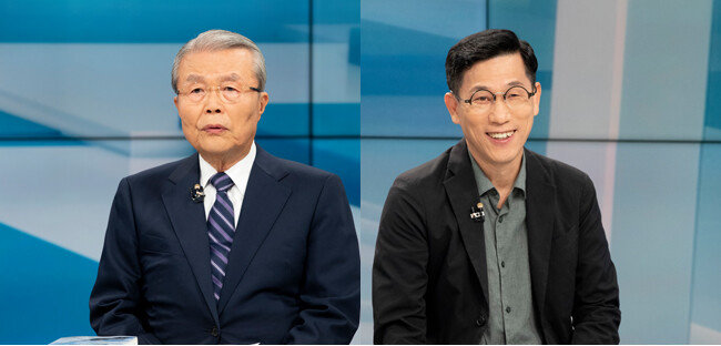 김종인 전 국민의힘 비대위원장(왼쪽)과 진중권 광운대 특임교수. [지호영 기자]