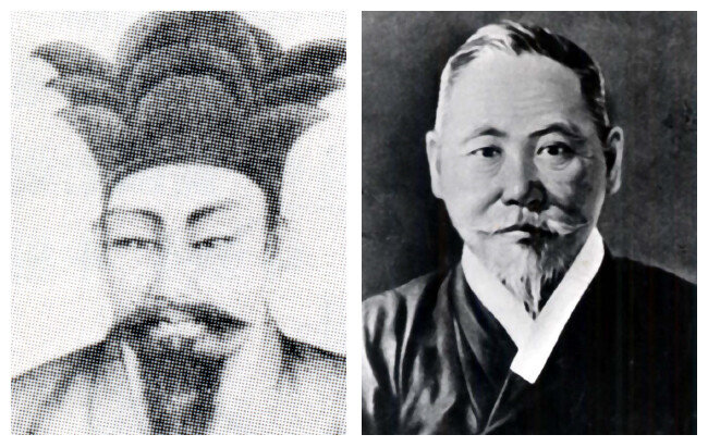 동학 창시자 최제우(왼쪽). 동학 3대 교주이자 3·1독립선언문 작성에 참여한 손병희. [동아DB]