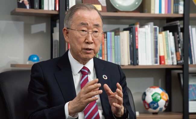 2015년 제70차 유엔 총회에서 지속가능발전목표(SDGs) 의제 제정을 주도한 반기문 전 유엔 사무총장. [조영철 기자]