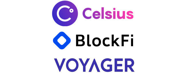 지난해 5월 이후 미국에서 셀시우스(Celsius), 블록파이(BlockFi), 보이저(Voyager) 같은 암호화폐 대출업체가 줄줄이 파산보호 신청을 했다. [셀시우스, 블록파이, 보이저]