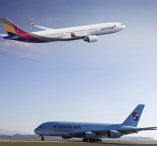 2020년 11월 대한항공은 아시아나항공 합병에 나섰다. 합병이 성사되면 대한항공은 세계 7위권 ‘메가 캐리어(초거대 항공사)’로 도약하지만 이 과정에서 지나친 출혈이 생긴다는 지적이 나온다. [아시아나항공, Gettyimage]