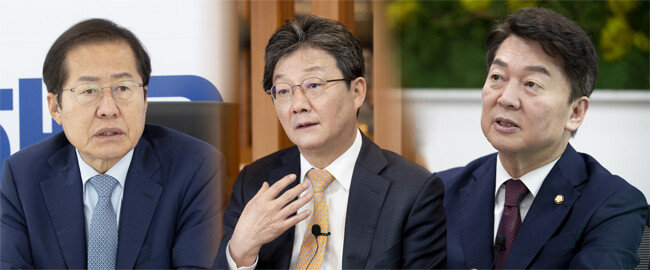 홍준표 대구시장, 유승민 전 국민의힘 의원, 안철수 국민의힘 의원.(왼쪽부터) [동아DB]