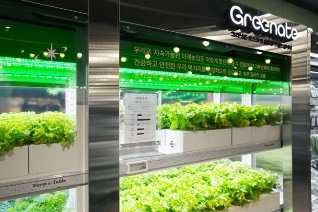 포스코가 인천 연수구 동춘동 이마트 연수점에 선보인 Greenate certified steel 적용 스마트팜 하우징. [포스코그룹]