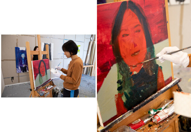 유현경 작가가 현장에서 그린 기자의 초상화. [지호영 기자]