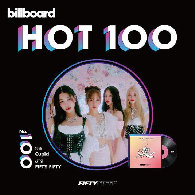피프티 피프티의 공식 SNS(소셜네트워크서비스)에 올라온 ‘빌보드 핫 100’ 진입 기념 이미지. [피프티 피프티 트위터]