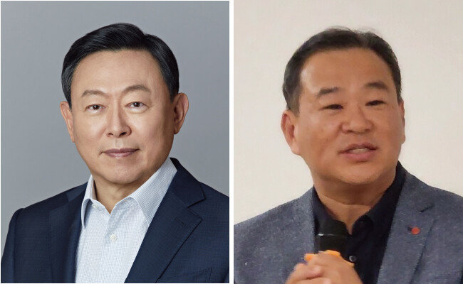 신동빈 롯데그룹 회장(왼쪽)과 김상현 롯데 유통군HQ 총괄대표(부회장). 롯데그룹