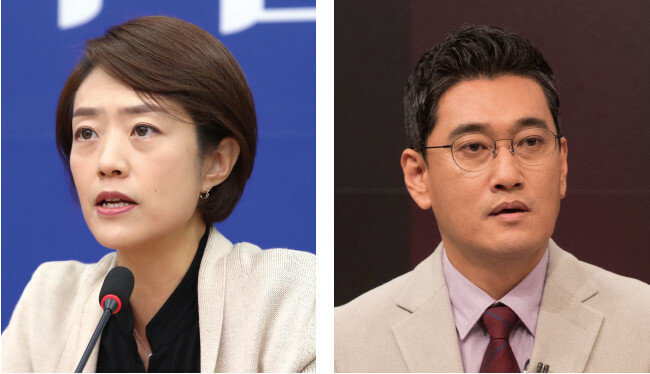 고민정 민주당 최고위원(왼쪽). 오신환 전 서울시 정무부시장. [뉴스1]